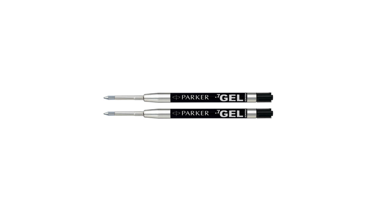 Gelschrijvervulling Parker Quink medium zwart blister à 2 stuks