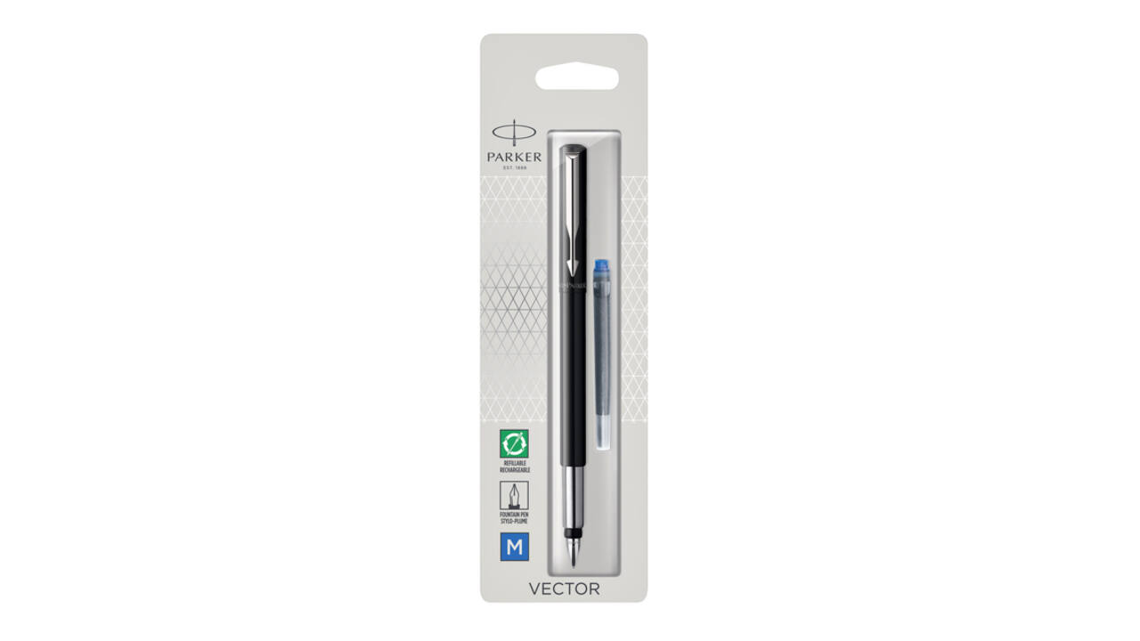 Vulpen Parker Vector black medium blister à 1 stuk