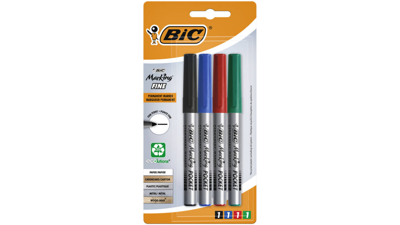Viltstift Bic ecolutions rond fijn assorti blister à 4 kleuren