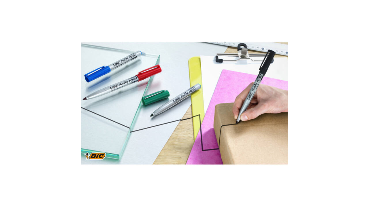 Viltstift Bic ecolutions rond fijn assorti blister à 4 kleuren