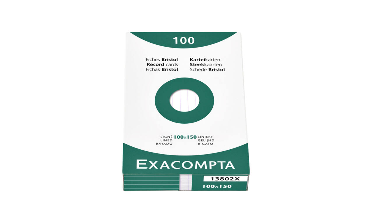 Systeemkaart Exacompta 100x150mm lijn wit 100 stuks
