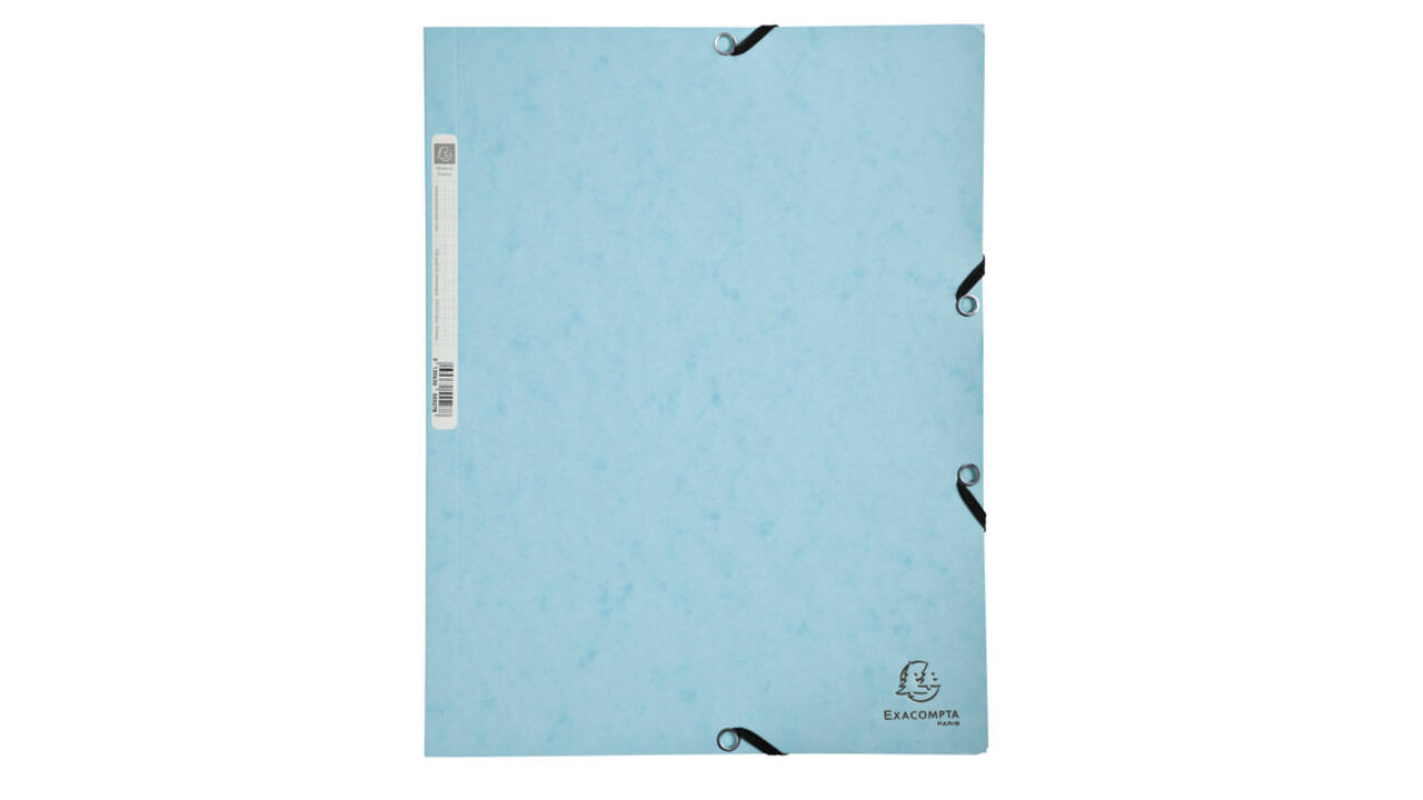 Elastomap Exacompta Aquarel A4 3 kleppen 400gr glanskarton blauw