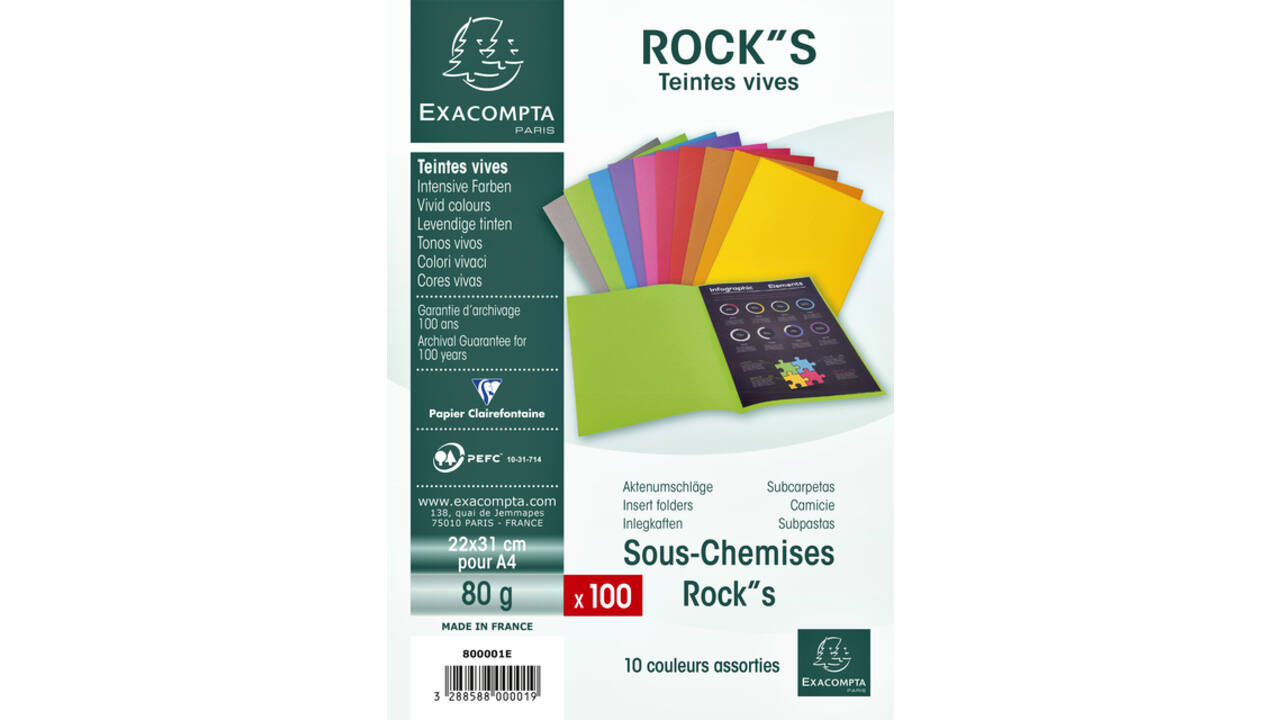 Vouwmap Exacompta ROCK'S A4 80g assorti 100 stuks