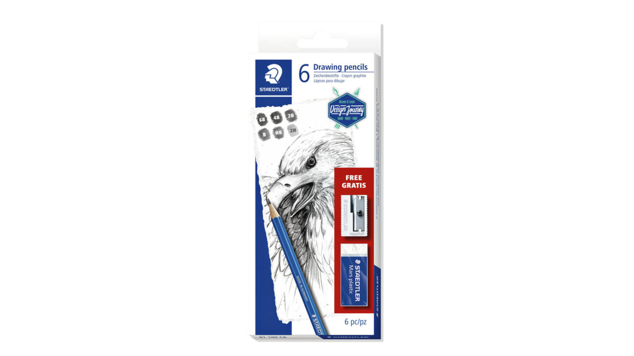 Potlodenset Staedtler Design Journey gratis gum en puntenslijper 6st