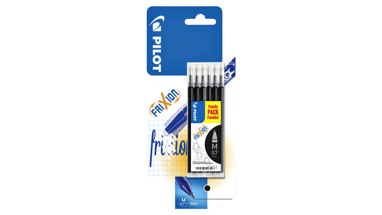 Rollerpenvulling Pilot friXion medium zwart set à 6 stuks