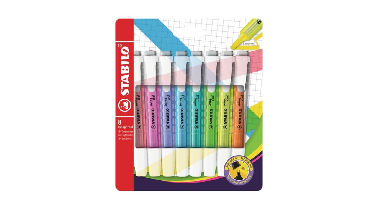 Markeerstift STABILO Swing cool 275/8 Wow assorti etui à 8 stuks