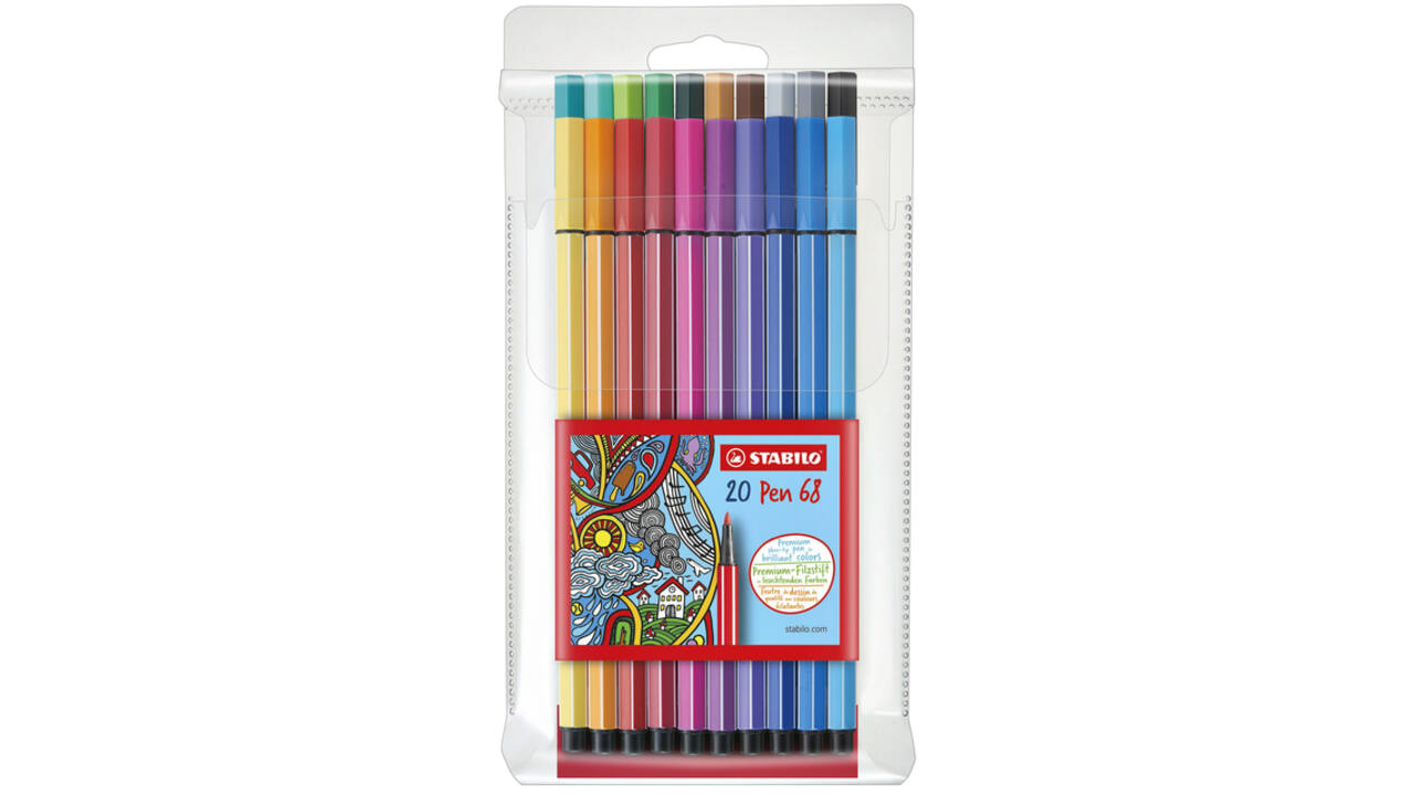 Viltstift STABILO Pen 68/20 medium assorti etui à 20 stuks