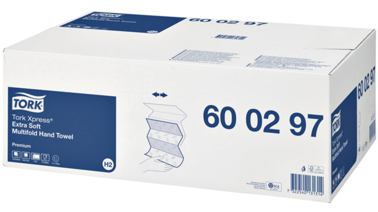 Handdoek Tork H2 Xpress Premium multifold 2-laags 212x340mm 7x100 vel wit 600297