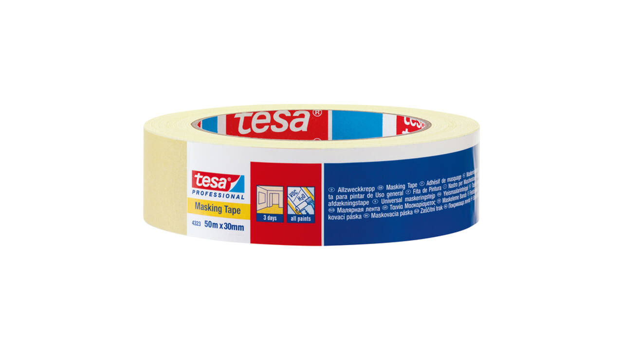 Afplaktape tesa® Professional 4323 19mmx50m lichtcrème