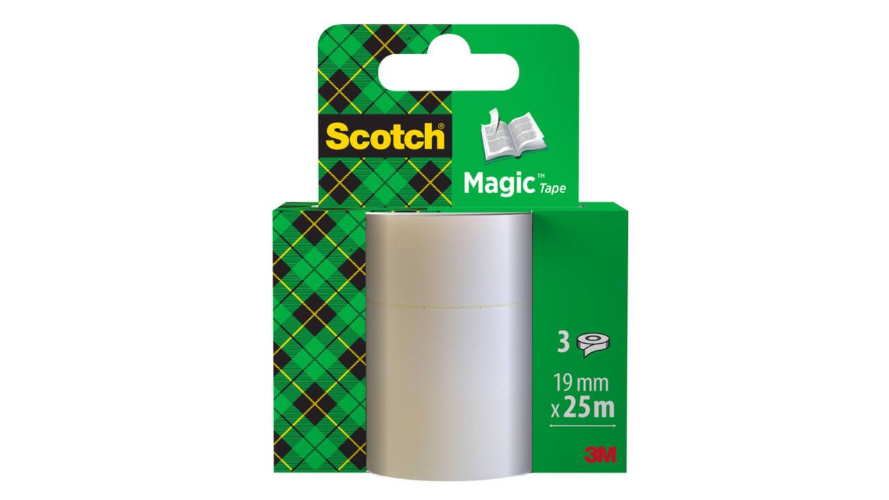 Plakband Scotch Magic 819 19mmx25m onzichtbaar 3 rollen