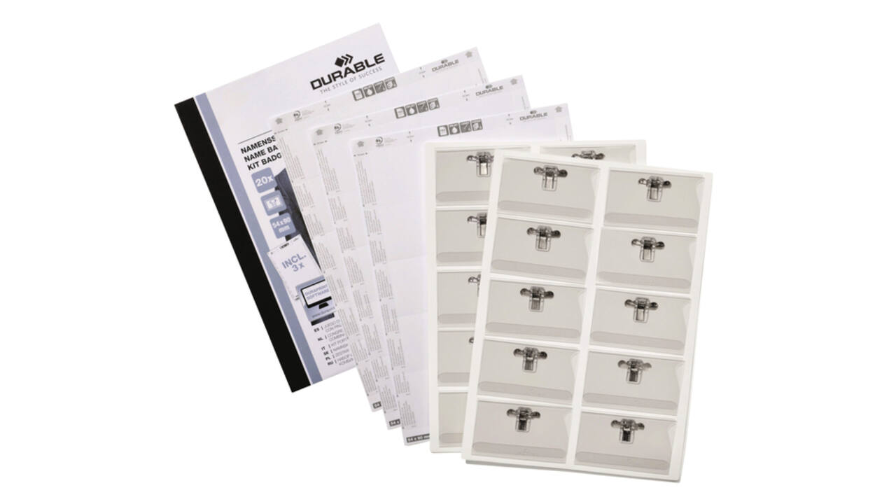 Badge Durable met combiklem 54x90mm set à 20 stuks