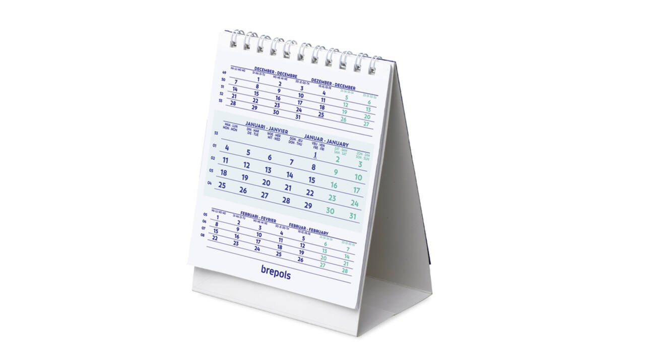 3-Maandsbureaukalender 2027 Brepols 10.5x13cm