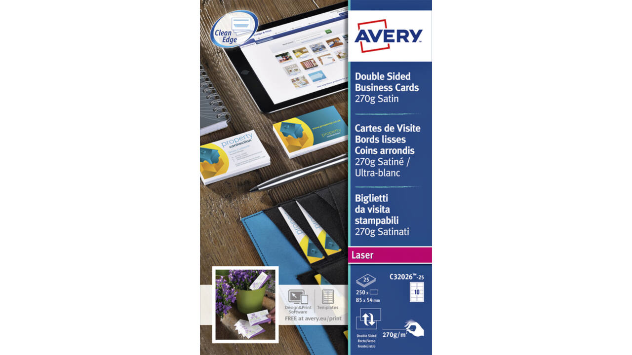 Visitekaart Avery C32026-10 2-zijdig 85x54mm 270gr 100 stuks