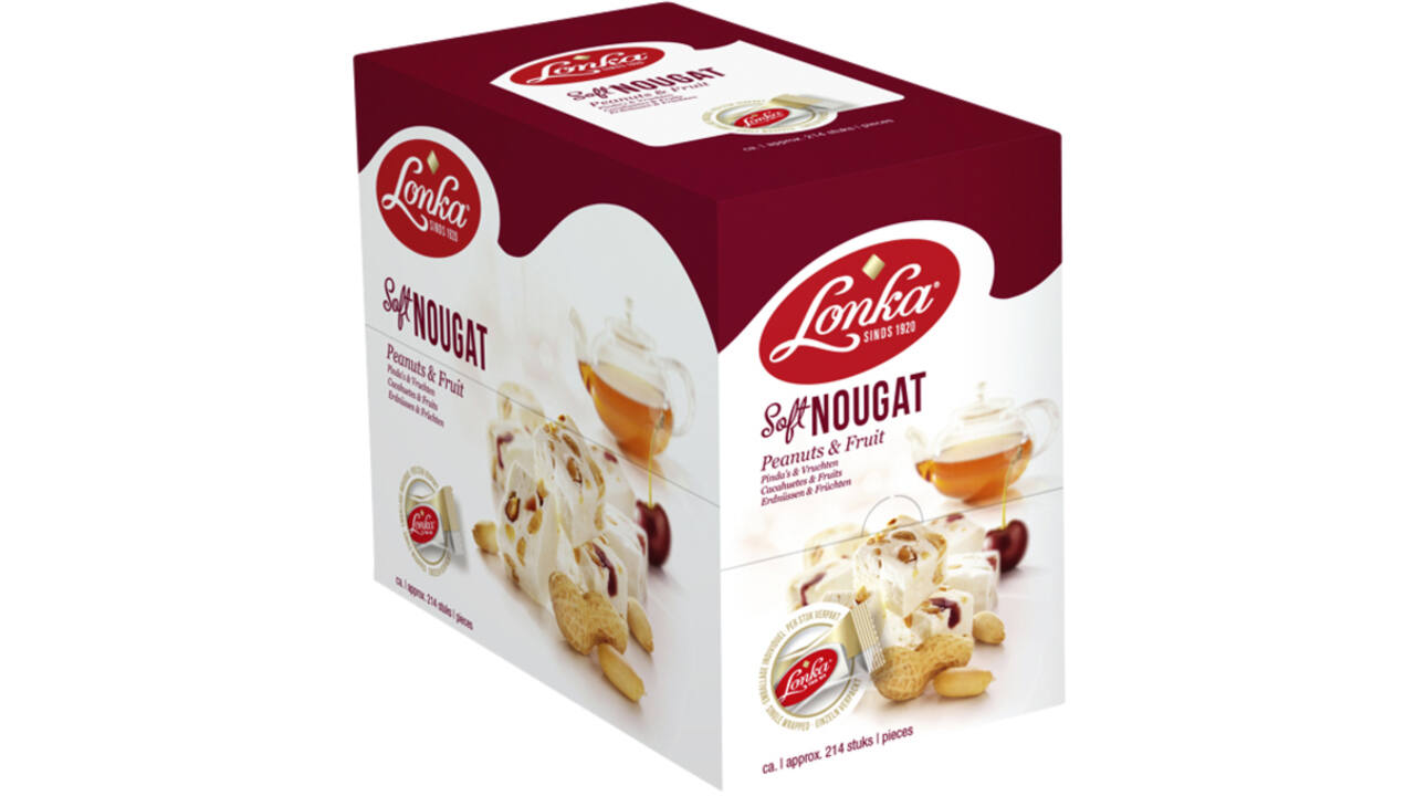 Nougat Lonka pinda vrucht doos 214 stuks