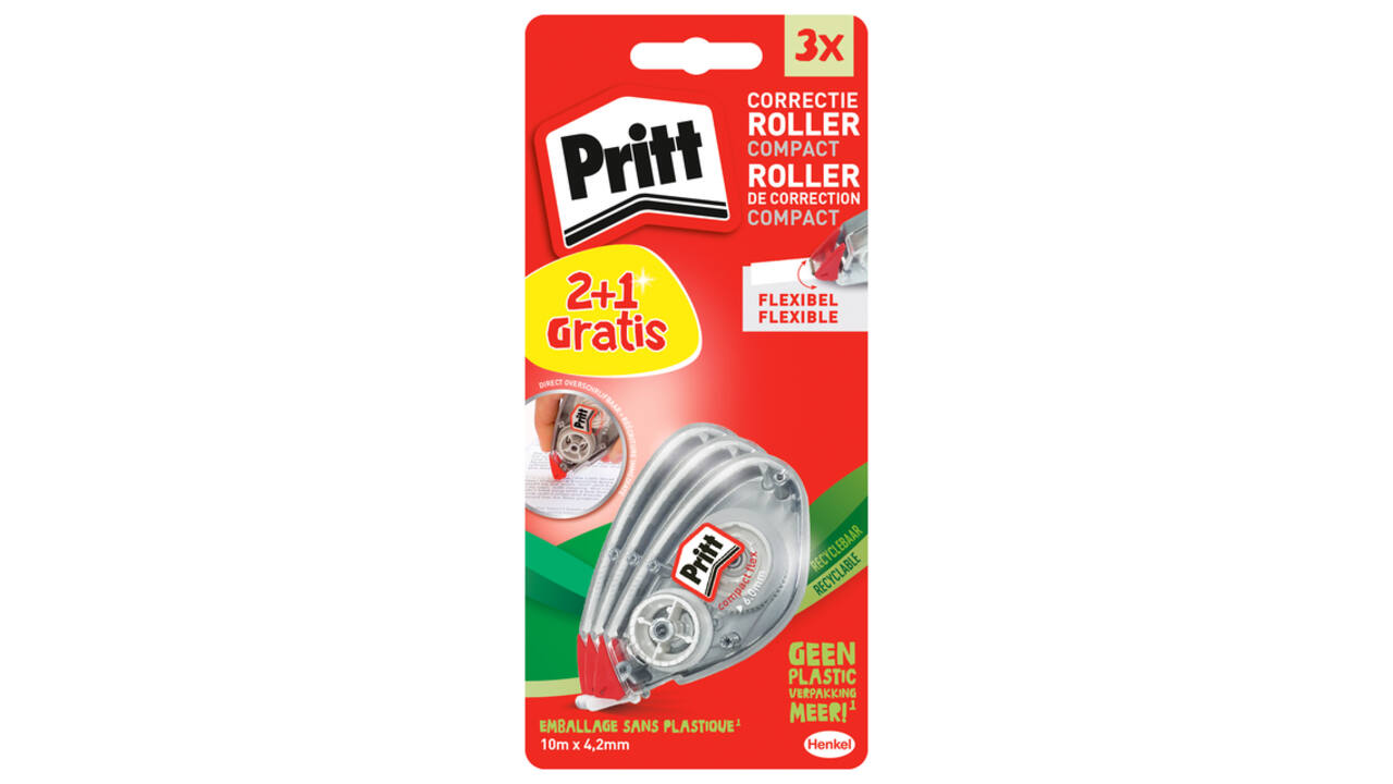 Correctietape Pritt compact flex 4.2mm x 10m blister 2+1 gratis