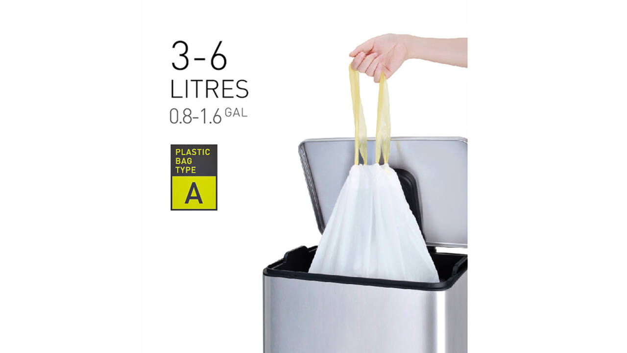 Afvalzak EKO MDPE type A met trekband 35x40cm 3-6L wit rol à 30 stuks