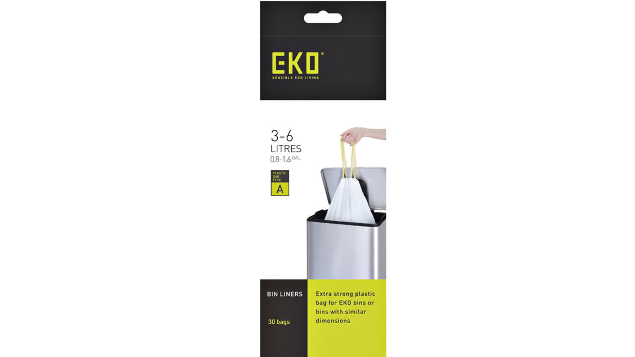 Afvalzak EKO MDPE type A met trekband 35x40cm 3-6L wit rol à 30 stuks