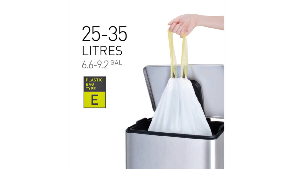 Afvalzak EKO MDPE type E met trekband 55x70cm 25-35L wit rol à 12 stuks