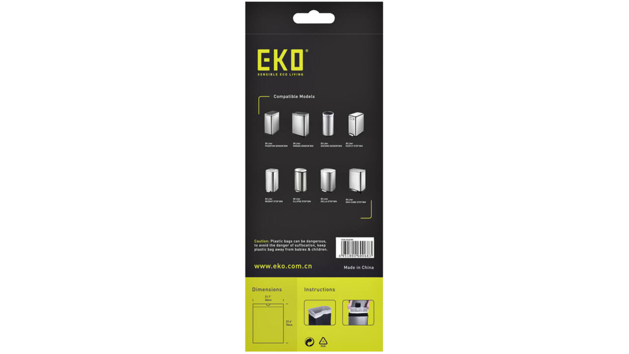 Afvalzak EKO MDPE type E met trekband 55x70cm 25-35L wit rol à 12 stuks