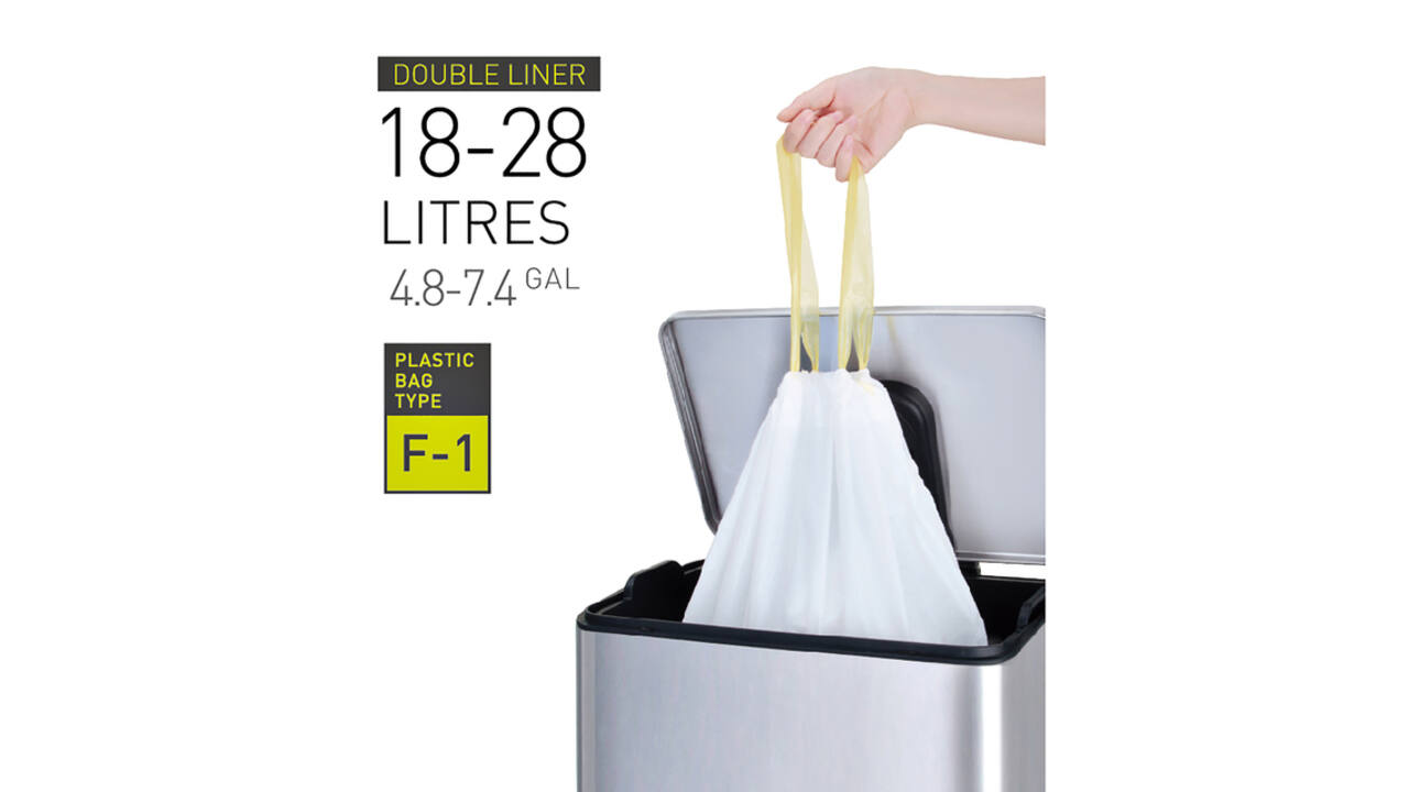 Afvalzak EKO MDPE type F1 met trekband 49x68cm 18-28L wit rol à 20 stuks