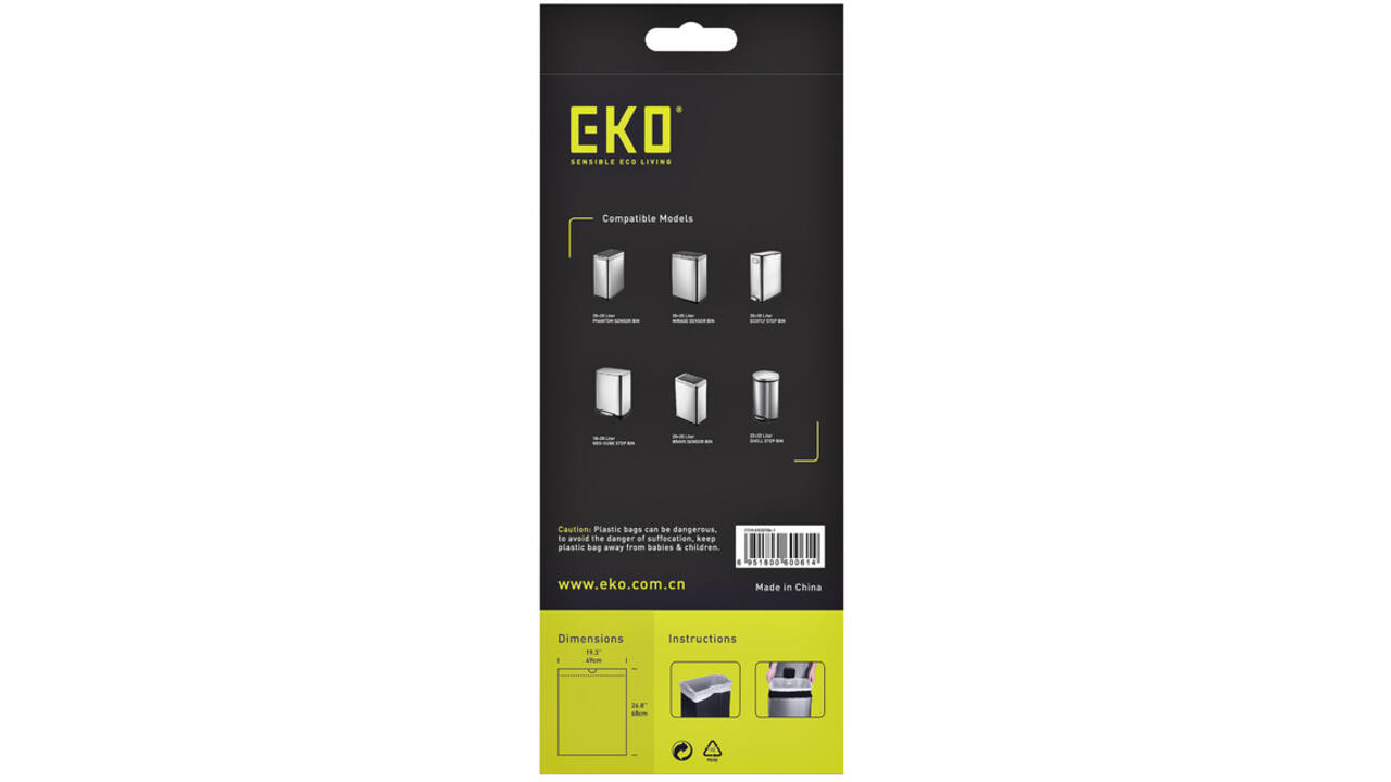 Afvalzak EKO MDPE type F1 met trekband 49x68cm 18-28L wit rol à 20 stuks