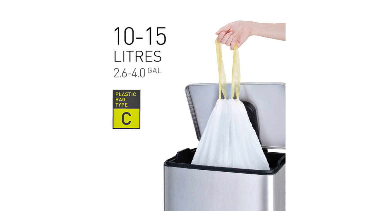 Afvalzak EKO MDPE type C met trekband 45x50cm 10-15L wit rol à 20 stuks