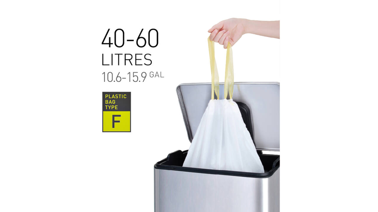 Afvalzak EKO MDPE type F met trekband 64x75cm 40-60L wit rol à 12 stuks