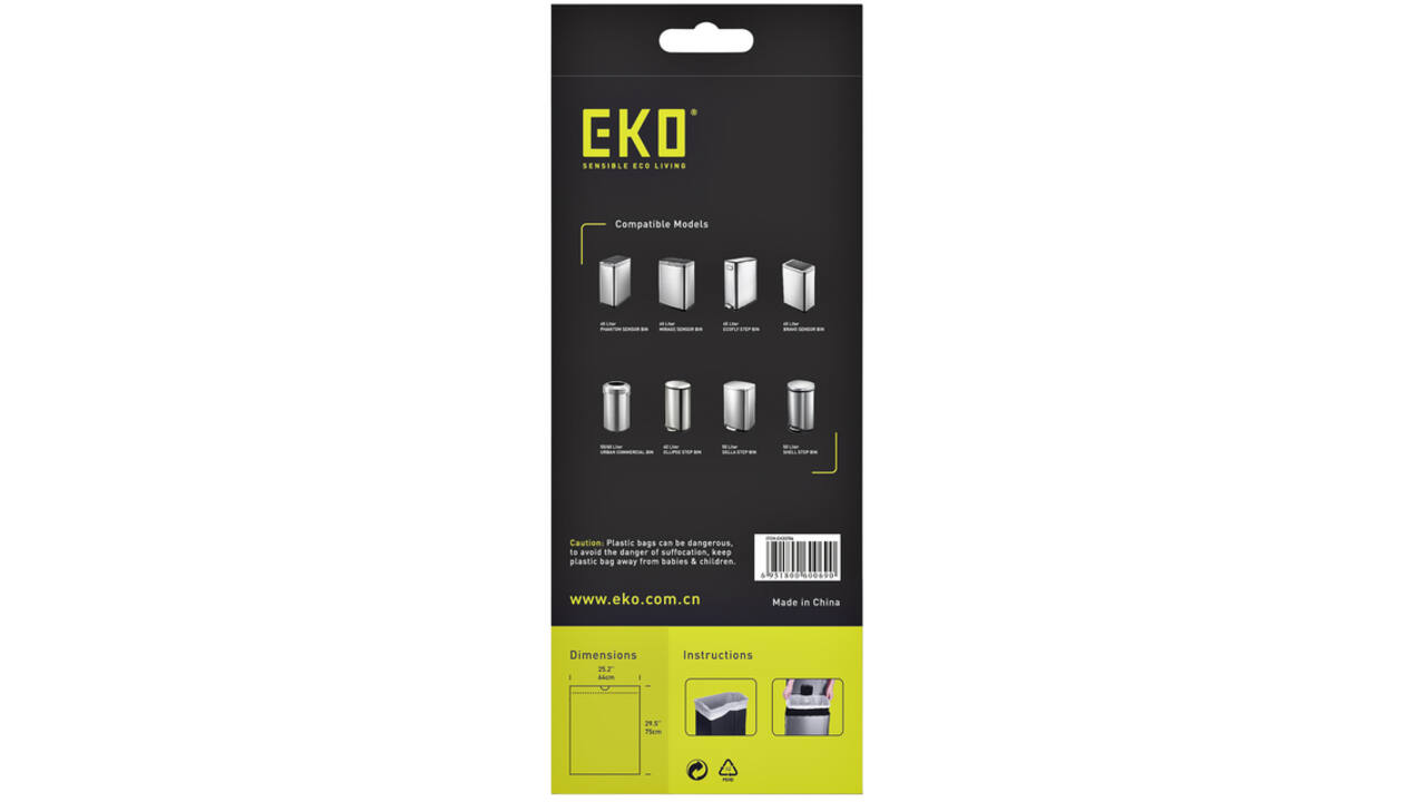 Afvalzak EKO MDPE type F met trekband 64x75cm 40-60L wit rol à 12 stuks