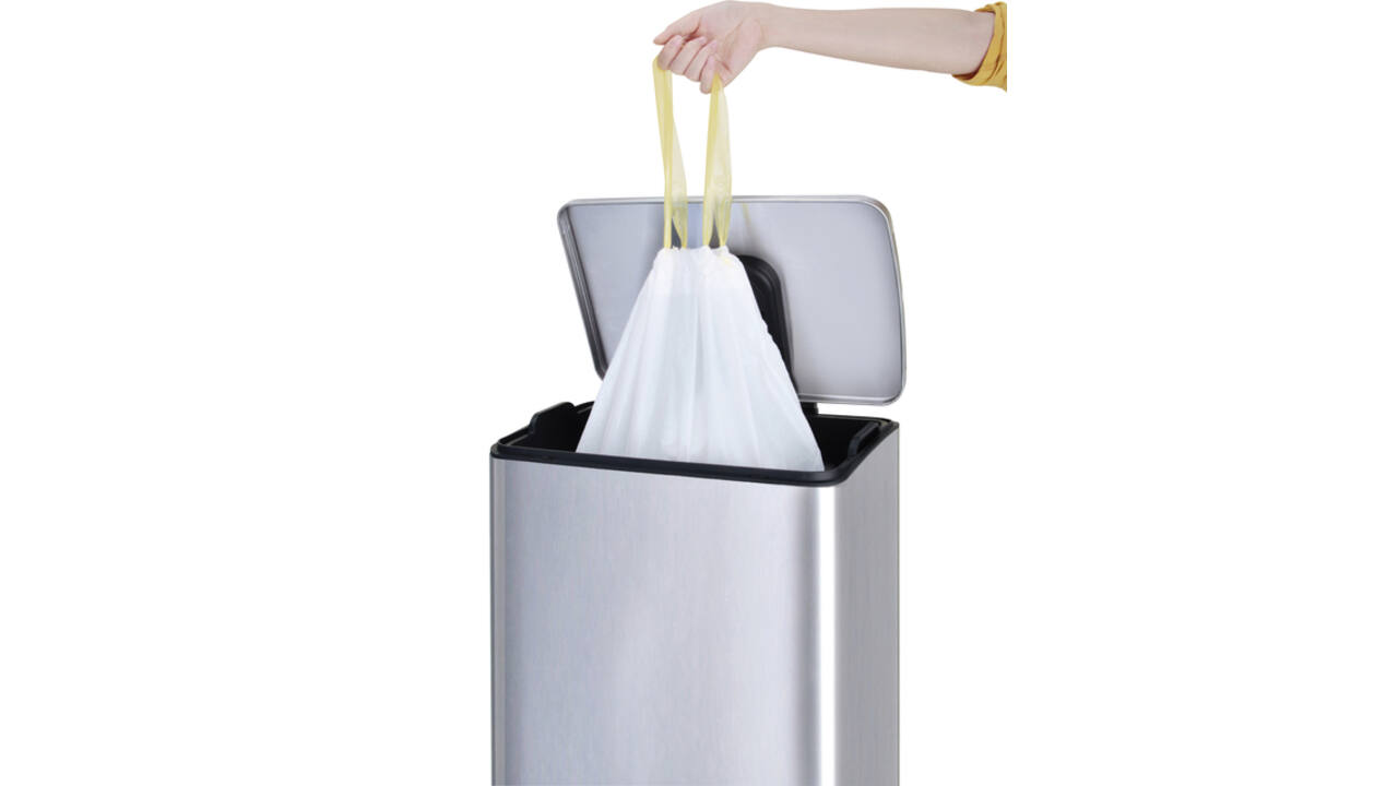 Afvalzak EKO MDPE type F met trekband 64x75cm 40-60L wit rol à 12 stuks