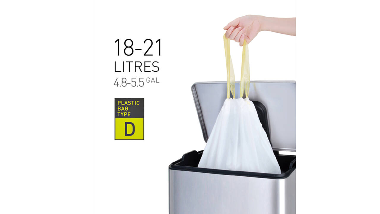 Afvalzak EKO MDPE type D met trekband 55x55cm 18-21L wit rol à 20 stuks