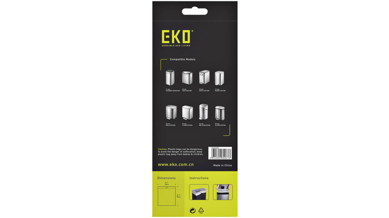 Afvalzak EKO MDPE type D met trekband 55x55cm 18-21L wit rol à 20 stuks