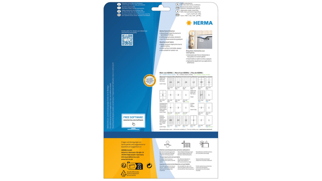 Etiket HERMA 4595 97x42.3mm folie wit 120 stuks