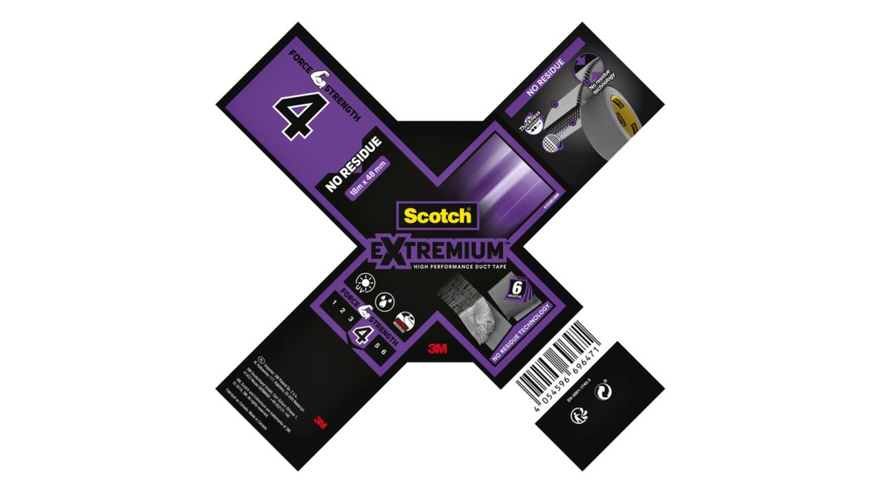 Duct tape Scotch Extremium no residue 18.2mx48mm grijs