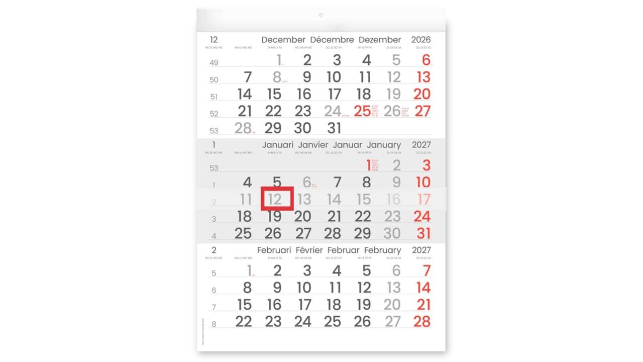 3-Maandkalender 2027 INNI Manager compact-formaat