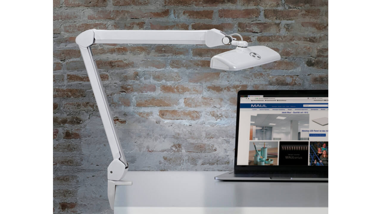 Werkpleklamp MAUL Intro LED tafelklem dimbaar wit