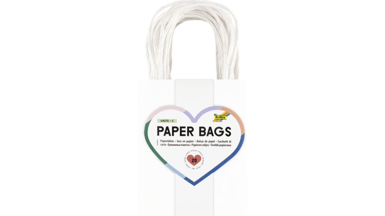 Tas met handvat Folia kraftpapier 110gr 12x15x5.5cm 20 stuks wit
