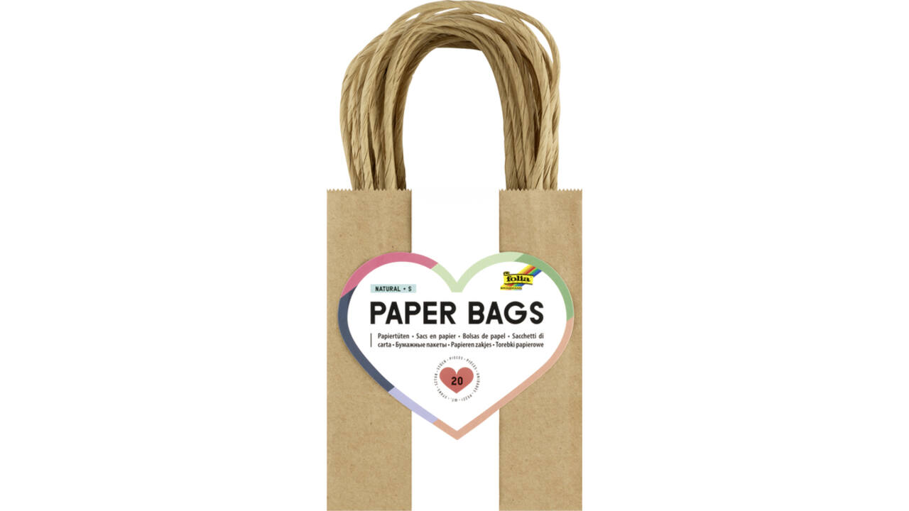 Tas met handvat Folia kraftpapier 125gr 12x15x5.5cm 20 stuks naturel