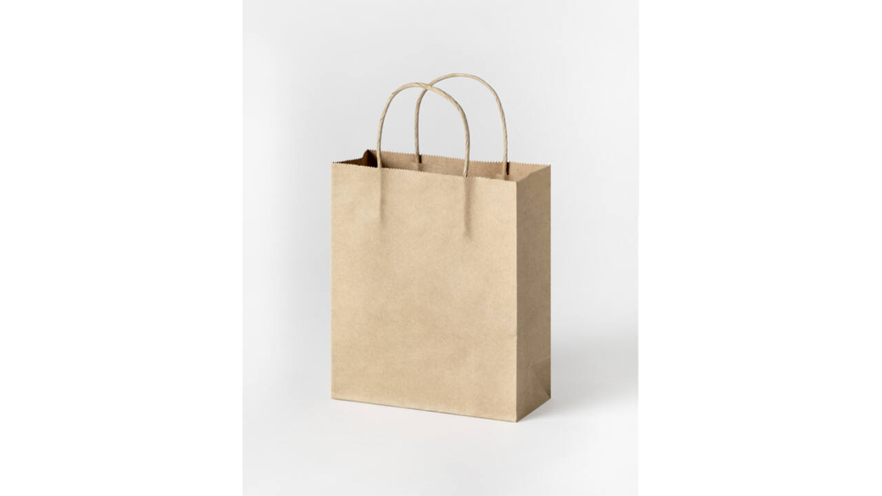 Tas met handvat Folia kraftpapier 125gr 18x21x8cm 20 stuks naturel