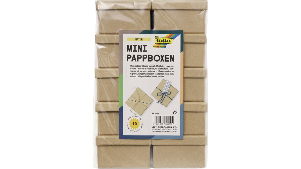 Doos karton Folia mini 7,5x7,5x4,5cm 10 stuks kraft