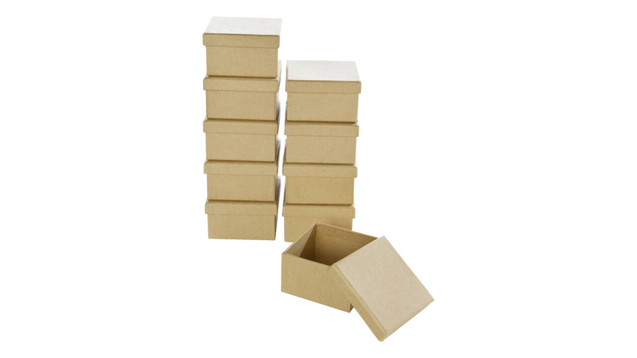 Doos karton Folia mini 7,5x7,5x4,5cm 10 stuks kraft