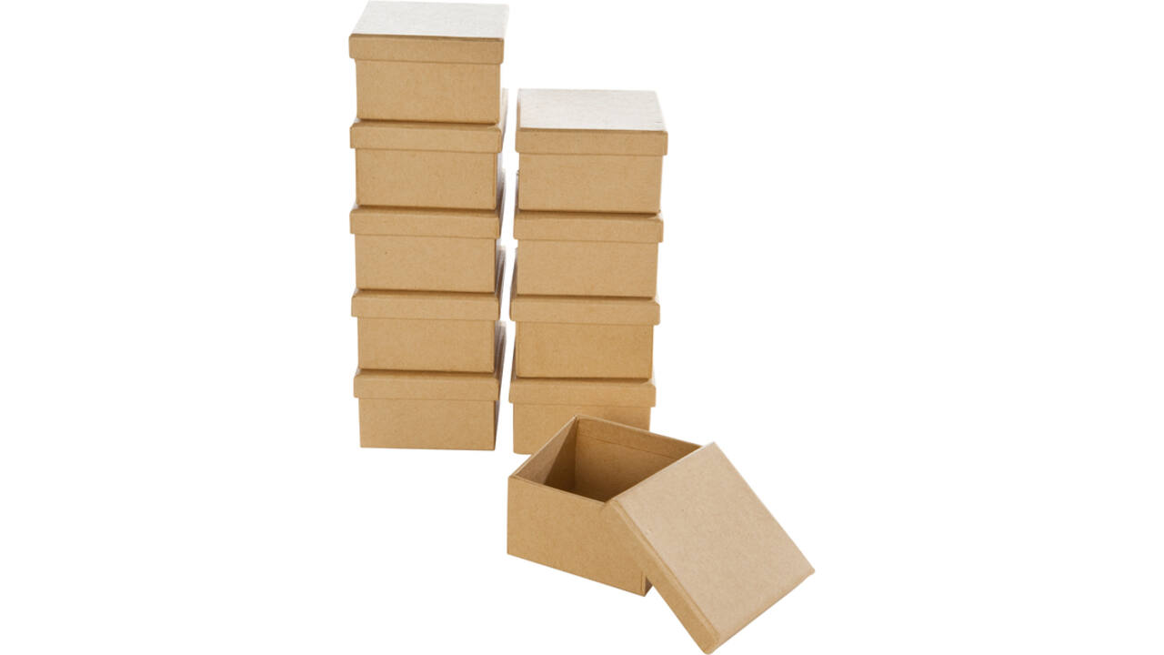 Doos karton Folia mini 7,5x7,5x4,5cm 10 stuks kraft