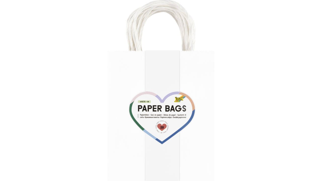 Tas met handvat Folia kraftpapier 110gr 18x21x8cm 20 stuks wit