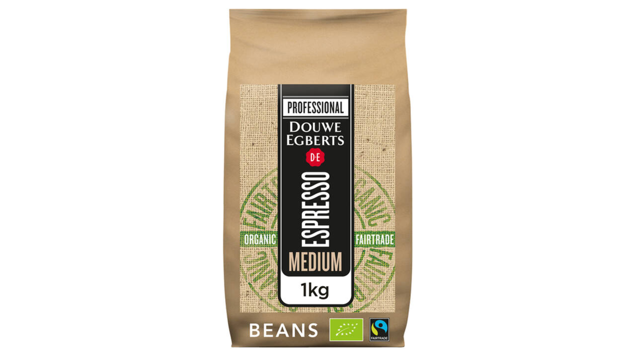 Koffie Douwe Egberts espresso bonen medium roast Organic en Fairtrade 1kg