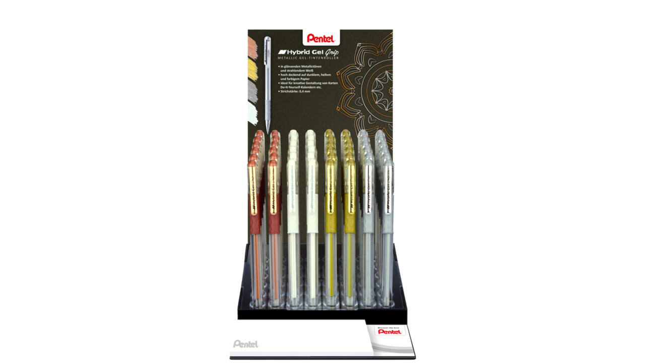 Gelschrijver Pentel K118 Grip medium assorti 4 kleuren