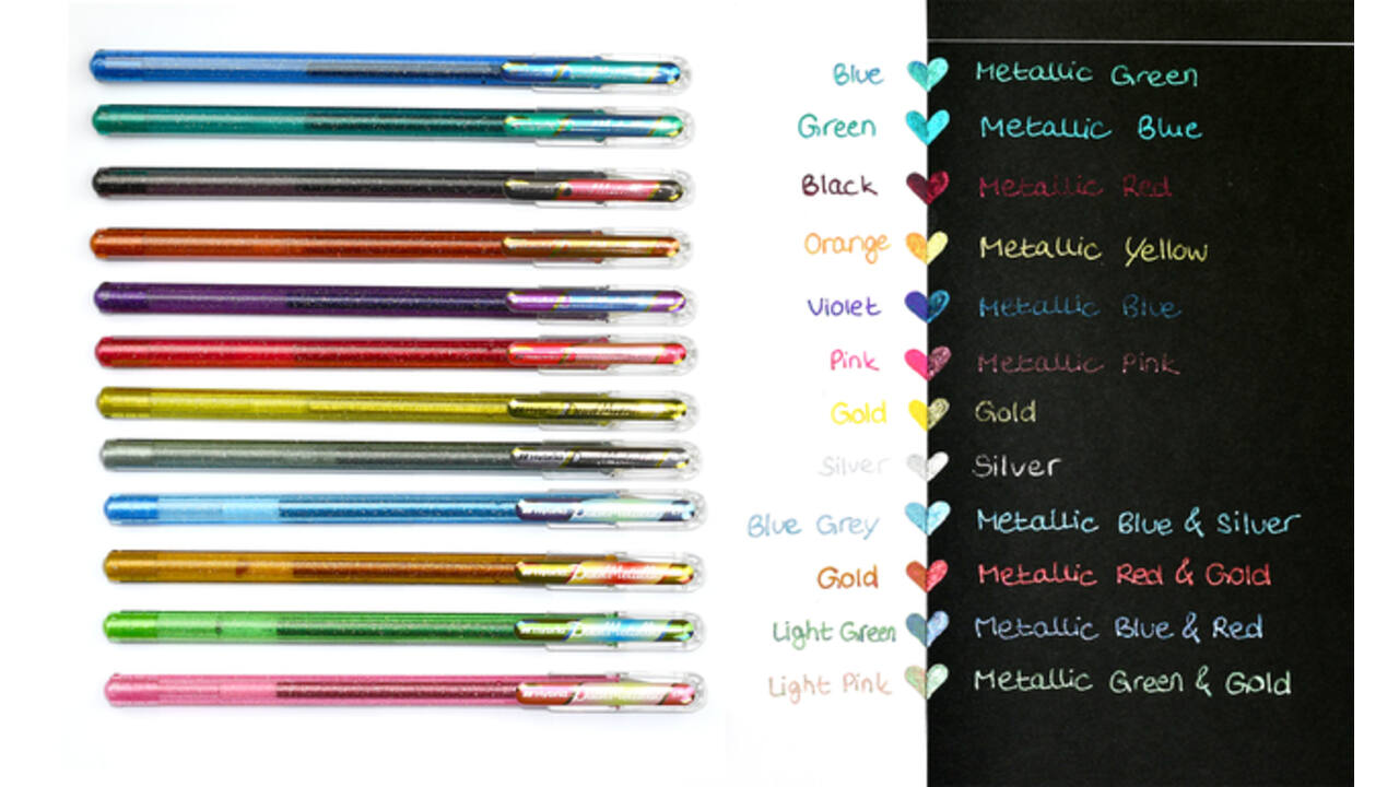 Gelschrijver Pentel K110 Dual medium metallic assorti 8 kleuren