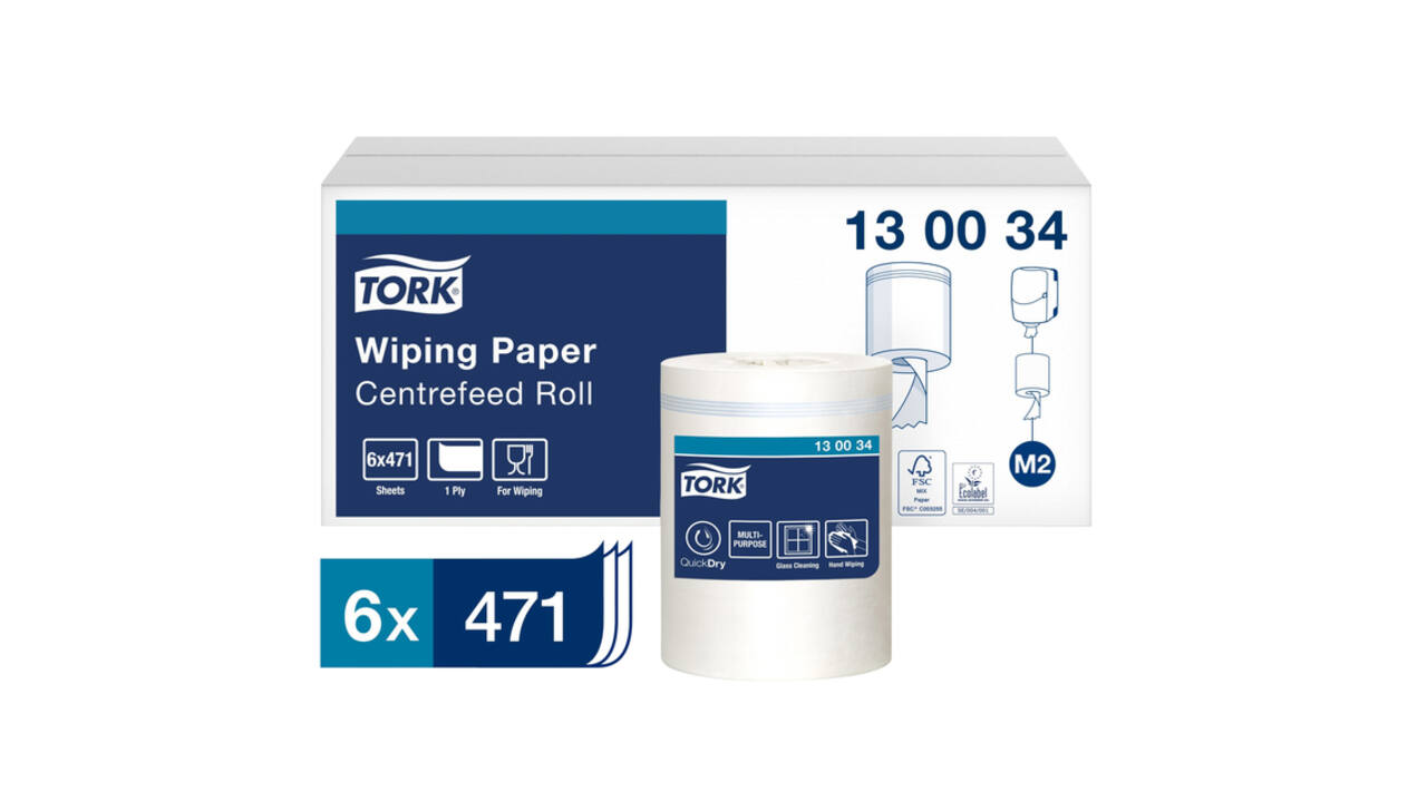 Poetspapier Tork M2 Premium 1-laags 165m wit 130034