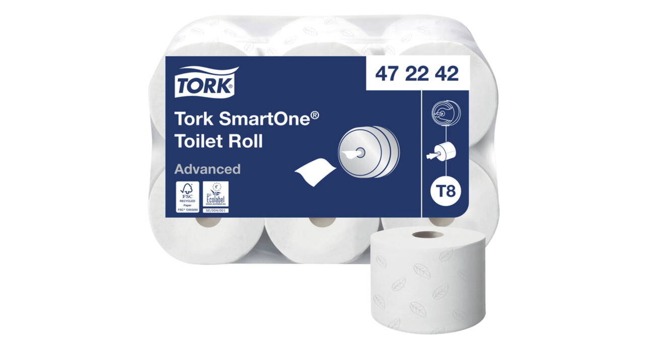 Toiletpapier Tork T8 Advanced SmartOne 2-laags 207m wit 472242