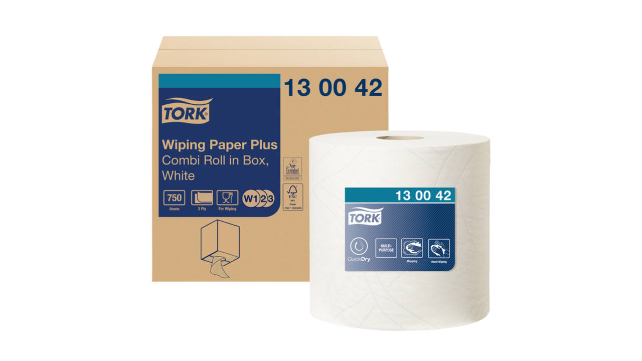 Poetspapier Tork W2 Plus Premium 2-laags 750 vel wit 130042