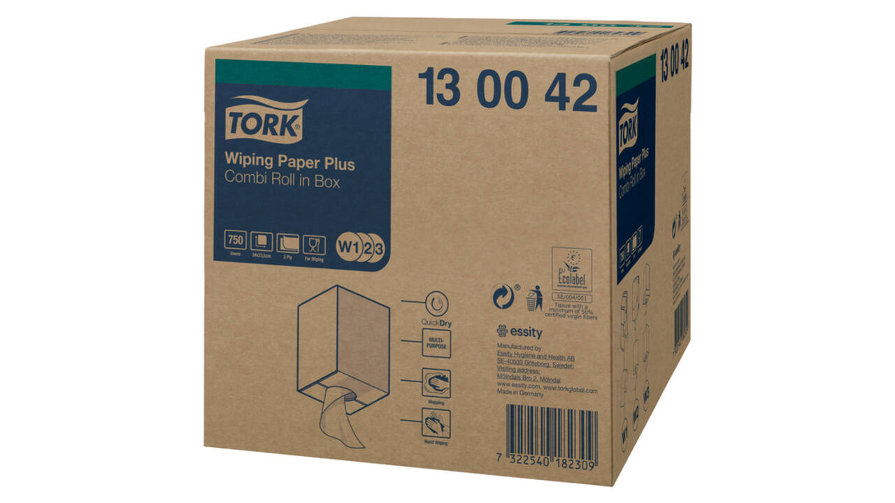 Poetspapier Tork W2 Plus Premium 2-laags 750 vel wit 130042