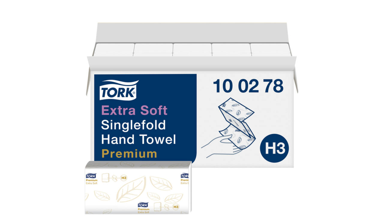 Handdoek Tork H3 Premium singlefold 2-laags 226x230mm 15x200 vel wit 100278